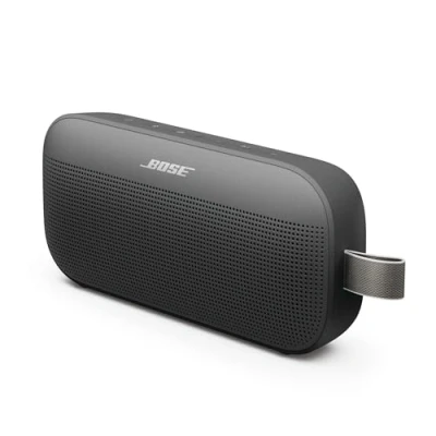 Abbildung von Bose SoundLink Flex Tragbarer Bluetooth Lautsprecher (2. Gen.), Außen mit naturgetreuem Klang, bis zu 12 Stunden Akkulaufzeit, staubdicht und wasserdicht, Schwarz