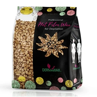 Abbildung von Dermawax 500g Gold Waxing Perlen Professionelle Heißwachs Wachsperlen zur Haarentfernung Anwendung ohne Strips für alle Hauttypen und die kürzesten stärksten Haare perfekt (0,5 kg, Gold)