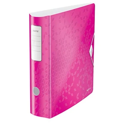 Abbildung von Leitz Qualitäts Ordner 180 Active WOW, A4, breit, Abgerundeter Rücken, 8,2 cm Gummibandverschluss, Leichtes Polyfoam, Plastik Ordner, WOW Serie, Pink, 11060023