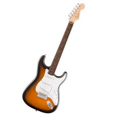 Abbildung von Squier by Fender Debut Collection Stratocaster E Gitarre, Laurel Griffbrett, Weißes Schlagbrett, 2 Farb Sunburst