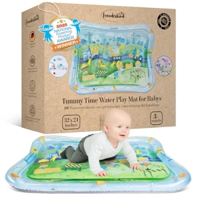 Abbildung von Freudeskind Wassermatte XXL, Baby Wasserspielmatte, 100% Phtalate &amp; BPA frei ab 0, 3, 6, oder 9 bis 36 Monate, Sensorische Montessori Spielmatte, Babyspielzeug Bauchlage