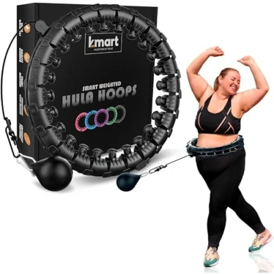 Abbildung von K MART Smart Hula Ring Hoops, Gewichteter Circle 24 Abnehmbarer Fitnessring mit 360 Grad Auto Spinning Ball Gymnastik, Massage, Erwachsene Fitness für Gewichtsverlust (Anthrazitschwarz)