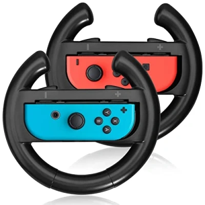 Abbildung von JoyHood Lenkrad für Switch/Switch OLED Joy Con Controller, Racing Wheel Kompatibel mit Kart 8 Deluxe [2er Pack] Schwarz