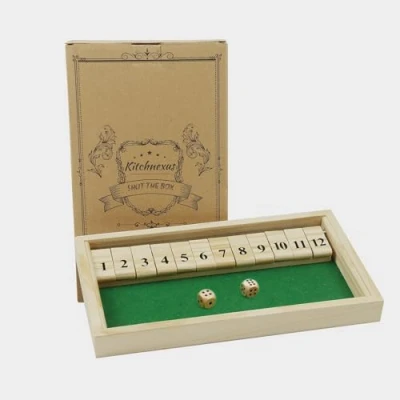 Abbildung von Kitchnexus Deluxe 2 Spieler Shut The Box Würfelspiel Holz Tisch Spiel Klassisch Board Spielzeug (Grün)