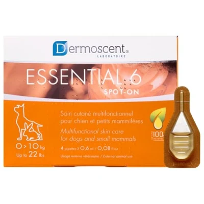 Abbildung von Dermoscent Essential 6 Spot On 4 x 0,6 ml Für kleine Hunde, Katzen und Kleintiere Kann zur Linderung von Juckreiz beitragen Mit Vitamin E Mühelose Anwendung