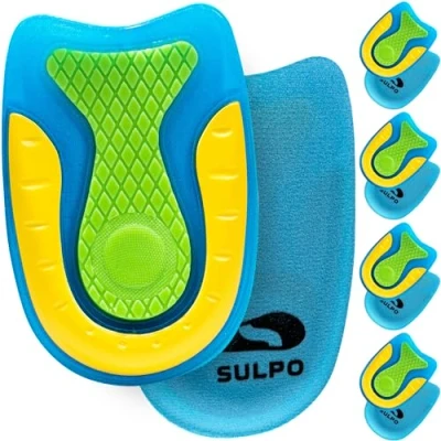 Abbildung von Sulpo 4 Paare Fersensporn Einlagen Fersenkissen Spornfix Gel Fersenpolster zur Linderung von Plantarfasziitis, und Achillesschmerzen Größe S (36 39)