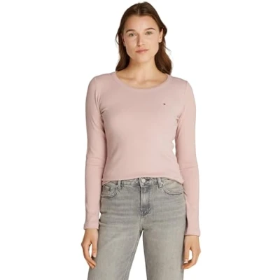 Abbildung von Tommy Hilfiger SLIM Langarmshirt, Damen, Größe: XL, Foggy pink