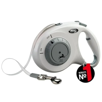 Abbildung von flexi® Select Gurt 7 m hellgrau, zwischen 0 einstellbare Roll Leine für Hunde bis 25 kg