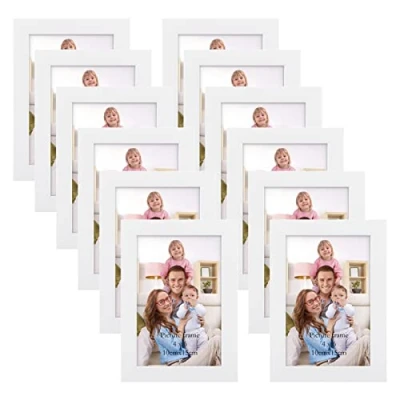 Abbildung von Giftgarden 12 Stück Bilderrahmen Set 10x15 cm für 15x10 Fotos und Bilder, Moderne Weiß Fotorahmen Collage, Wand oder Tischaufsteller Geschenk Freund