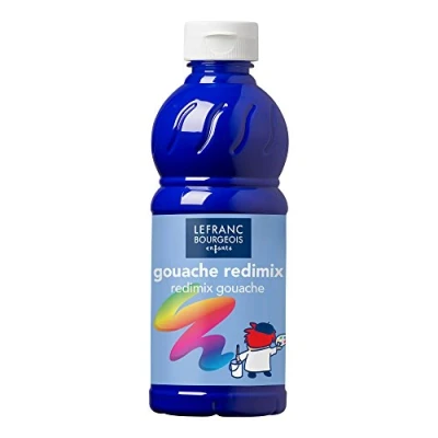 Abbildung von Lefranc Bourgeois 188009 flüssige Tempera Redimix Farbe, leuchtende Gouachefarbe auf Wasserbasis, hohe Deckkraft, hervorragenden Maleigenschaften, gebrauchsfertig, 500ml Flasche Ultramarin