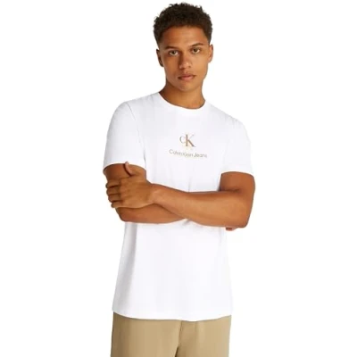 Abbildung von Calvin Klein Jeans Shadow LOGO TEE Tshirt print, Herren, Größe: XS, Bright white