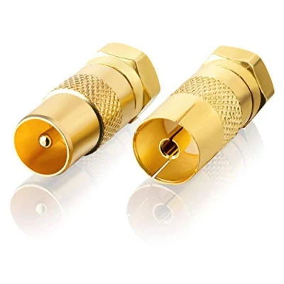 Abbildung von SEBSON SAT Antenne Adapter Set 1x F Stecker auf Koax (IEC), Buchse (IEC) Antennenkabel