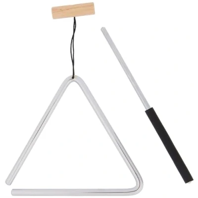 Abbildung von Nino Percussion Triangel mit Schlägel Medium Musikinstrument für Kinder ab 4 Jahren Stahl und Holz, Natur (NINO551)