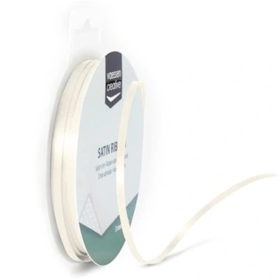 Abbildung von Vaessen Creative 301002 0002 Satinband Antikweiß, 3 mm x 10 Meter, Schleifenband, Dekoband, Geschenkband und Stoffband für Hochzeit, Taufe Geburtstagsgeschenke, 3MM, 100