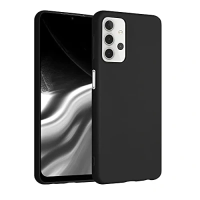 Abbildung von kwmobile Hülle kompatibel mit Samsung Galaxy A32 5G Silikon Handy Case Handyhülle weiche Oberfläche kabelloses Laden Schwarz matt