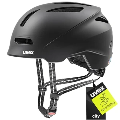 Abbildung von uvex urban planet nachhaltiger Fahrradhelm für Damen und Herren individuelle Größenanpassung aus Recyclingmaterial black matt 58 61 cm