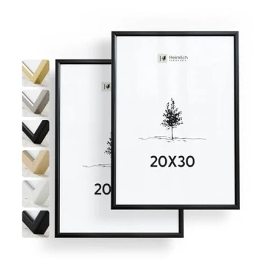 Abbildung von Heimlich® 2x Bilderrahmen 20x30 cm Schwarz Metall Rahmen 2 Pack Dokumentenrahmen Klein Collage Metallrahmen Alu Aluminium Picture Frame Fotorahmen