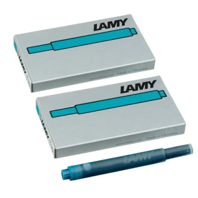 Abbildung von Lamy T10 2er Set Tintenpatronen mit großem Tintenvorrat geeignet für alle Patronenfüllhaltermodelle Inhalt 1,25ml je Patrone 5 Stück pro Päckchen Tintenfarbe türkis