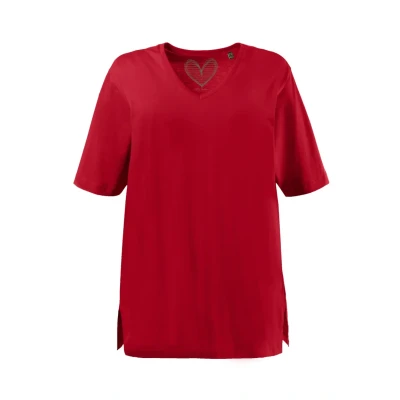 Abbildung von Ulla Popken PLUS SIZE V NECK TEE Tshirt basic, Damen, Größe: 54/56, Mohn
