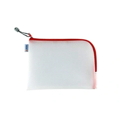 Abbildung von HERMA Dokumententasche A5 mit Reißverschluss, kleine wasserdichte Reißverschlusstasche, verschließbare Dokumentenmappe aus Kunstoff Zipper, halb transparent, 26 x 20 cm, rot