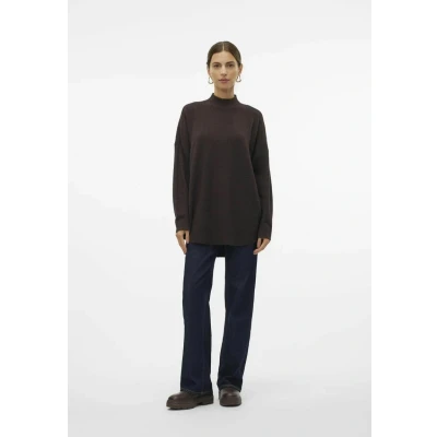 Abbildung von Vero Moda Vmplaza Highnck LONG Pullover Strickpullover, Damen, Größe: XL, Chocolate torte