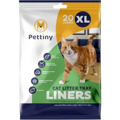 Abbildung von Pettiny 20 XL Katzentoilettenbeutel mit Zugbändern Kratzfeste Tüten für Extra Großes Katzenklo