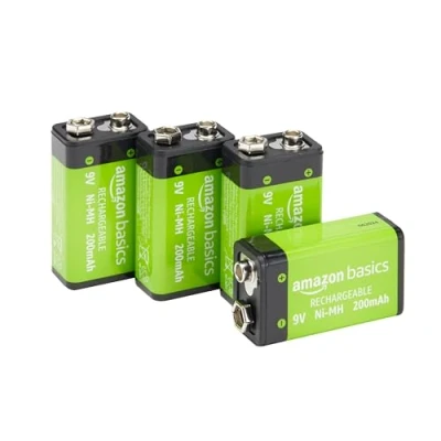 Abbildung von Amazon Basics 9 V Zellen, wiederaufladbare Batterien, 200 mAh NiMH, 4er Pack