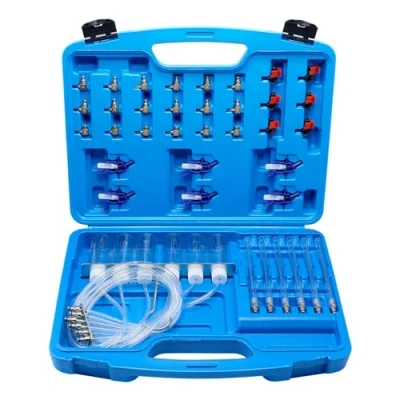 Abbildung von CCLIFE Diesel Rücklaufmengen Tester CDI Common rail Injector Prüfer Prüfgerät Injektoren mit 24 Adapter und neu