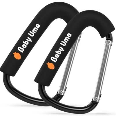 Abbildung von Baby Uma XL Kinderwagen Haken für Taschen (2er Pack) Universelle Karabinerhaken groß, 5 kg Tragkraft pro Anhänger, Zubehör, Halterung, 17 cm x 10
