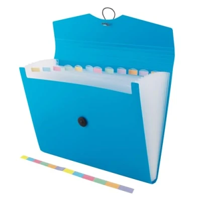Abbildung von D.RECT 5580 Fächermappe Ordnungsmappe erweiterbar Dokumentenmappen 12 Fächer A4 Blau