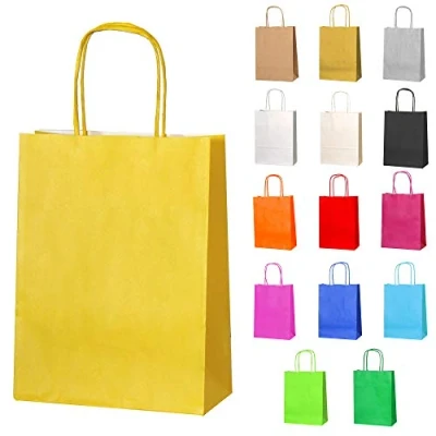 Abbildung von Thepaperbagstore 20 Papiertüten für Partys und Geschenke mit Griffen Gelbe 180x220x80mm