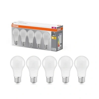 Abbildung von Osram Lamps LED Base Classic A Lampe, Sockel: E27, 2700 K, 8, 50 W, Ersatz für 60 W Glühbirne, Warmweiß, 5 Stück (1er Pack)
