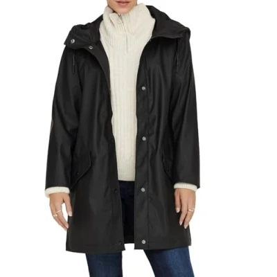 Abbildung von ONLY Onlelisa Raincoat Regenjacke / wasserabweisende Jacke, Damen, Größe: XS, Black/phantom