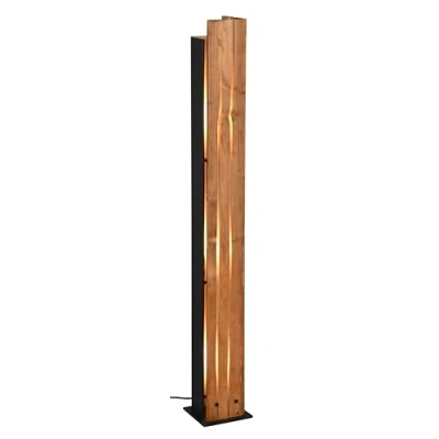 Abbildung von Trio Leuchten Stehleuchte Karuni 463300330, Metall Schwarz matt, Holz naturbelassen, exkl. 3x E27