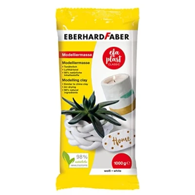 Abbildung von Eberhard Faber 570101 Modelliermasse lufttrocknend weiß, 1 kg EFA Plast classic tonbasiert