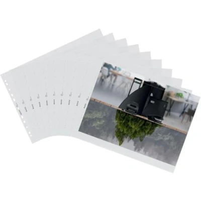Abbildung von Leitz A3 Prospekthüllen, 25 Stück, Universallochung , Matte Oberfläche, 100 Mikron Folienstärke, 100% recyclebar, Umweltfreundlich, Recycle Serie, Farblos, 40190003, Black