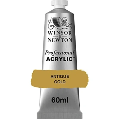Abbildung von Winsor &amp; Newton 2320014 Professional Acrylfarbe in Künstlerqualität, hohe Farbbrillanz Deckkraft, Archivqualität, 60ml Tube Antik Gold