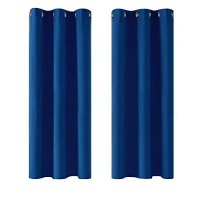 Abbildung von Deconovo Blickdicht Gardinen mit Ösen für Schlafzimmer Thermogardinen Vorhang Kälteschutz Thermogardine Hitzeschutz Dicke Thermovorhang, 138x107cm(HöhexBreite), Königsblau, 2er Set