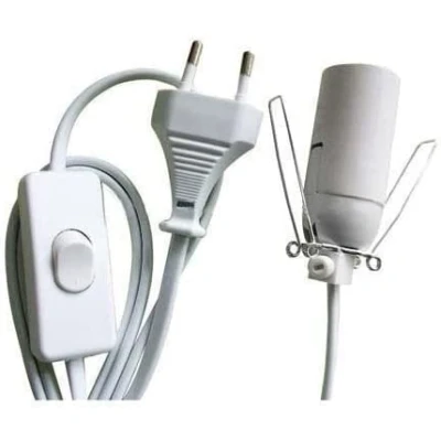 Abbildung von LAMARE Kabel für Salzlampe mit Euro Stecker und Schalter, weiß, inklusive E14 Leuchtmittel