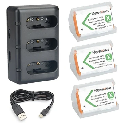 Abbildung von Newmowa Ersatz Akku NP BX1 (3er Pack) und tragbar USB Ladegerät Kit für Sony / M8 DSC RX100, RX100 II, RX100M III
