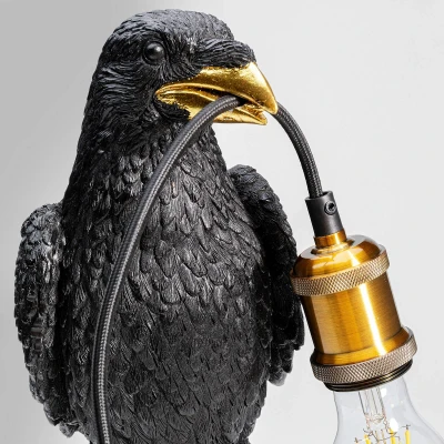Abbildung von Kare Design Tischlampe Animal Sitting Crow Schwarz, Tischleuchte, Schreibtischlampe Kinder, Deko Lampe, Raben Motiv, Wohnzimmer, Schlafzimmer, (H/B/T) 61x16x29cm