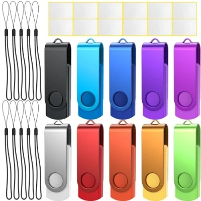 Abbildung von USB Sticks 4GB 2.0 Speicherstick 10 Stück Uflatek Mehrfarbig Memory Stick Metall Flash Drive Rotate Laufwerk Thumb Externer Datenstick 10er