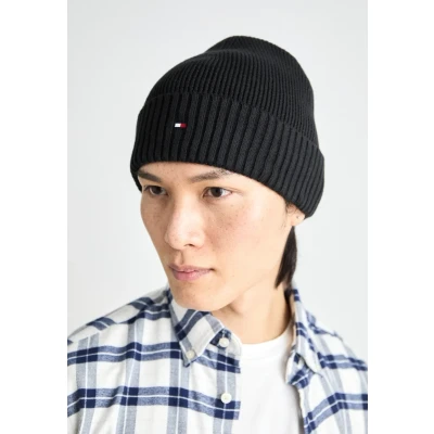 Abbildung von Tommy Hilfiger FLAG PIMA Beanie Unisex Mütze, Größe: One Size, Black
