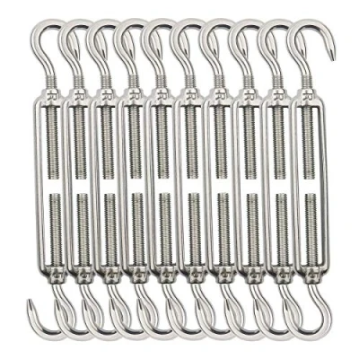 Abbildung von TooTaci M5 Spannschloss Seilspanner Edelstahl,10 Stück Edelstahl Drahtspanner,Stahlseil Seilspanngarnitur,Spannschloss Haken und Haken, für Rankhilfe Seilsystem,Gartendraht,Zaunspanner