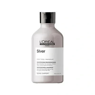 Abbildung von L&#039;Oréal Professionnel Anti Gelbstich Haarshampoo für weißes, graues &amp; blondiertes Haar, Violett Pigmente, Serie Expert, Silver Shampoo, 300 ml