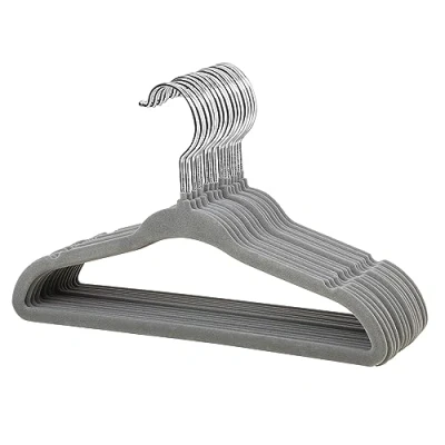 Abbildung von ManGotree Baby Samt Kleiderbügel für Säuglinge und Kleinkinder, 27,8cm Kinder Größe, 360 Grad Drehbar, Ultradünnes Rutschfestes Design, 15 Stück (Grau)