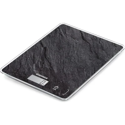 Abbildung von Soehnle Page Compact 300 Slate, digitale Küchenwaage mit Schiefermuster, Gewicht bis zu 5 kg, Haushaltswaage patentierter Sensor Touch Funktion, elektronische Waage inkl. Batterien
