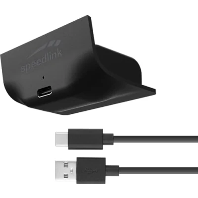 Abbildung von Speedlink PULSE X Play &amp; Charge Kit Xbox Controller Akku mit Befestigung für Series X/S Controller, 1000mAh zusätzliche 8 Stunden Spielzeit, 3 Meter Kabel, schwarz
