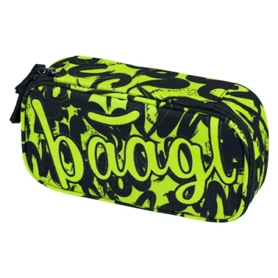 Abbildung von Baagl Federmäppchen für Jungen Schulmäppchen Schreibwaren Schulsachen Federtasche, Kinder Federmappe, Etui Schule (Lime)