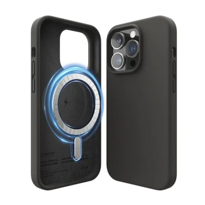 Abbildung von elago Magnetische Silikonhülle Kompatibel mit iPhone 14 Pro Hülle (6.1&quot;), MagSafe Alles Zubehör, Eingebaute Magnete, Premium Flüssigsilikon, Schutzhülle (Schwarz)